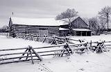 Log Barn In Snow_12446-7